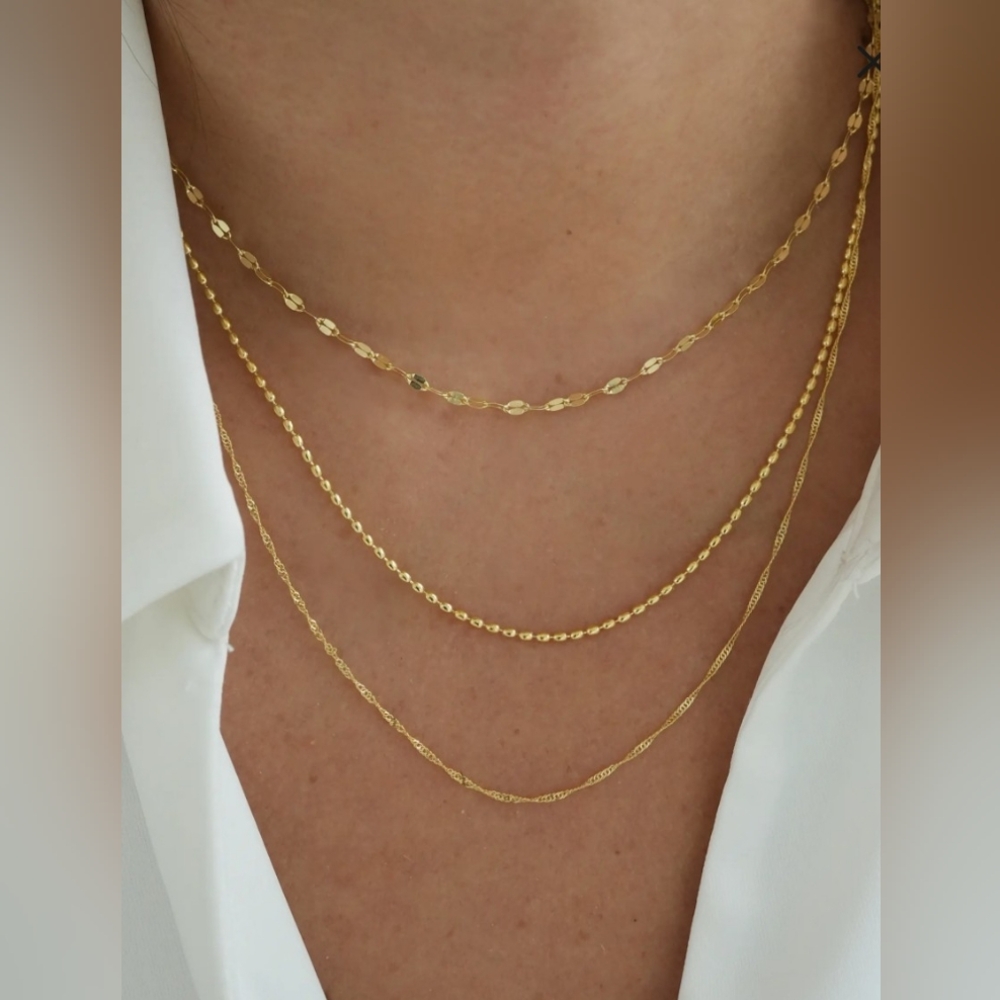Multistrand 18K Gold Plate Sterling Silver Layered Necklace